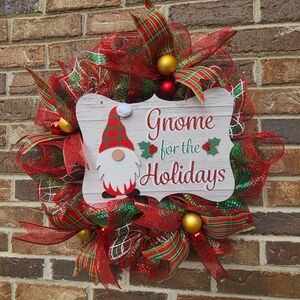 CHRISTMAS Gnome Wreath, Gnome Christmas decor, Gnome for the Holidays Wreath
